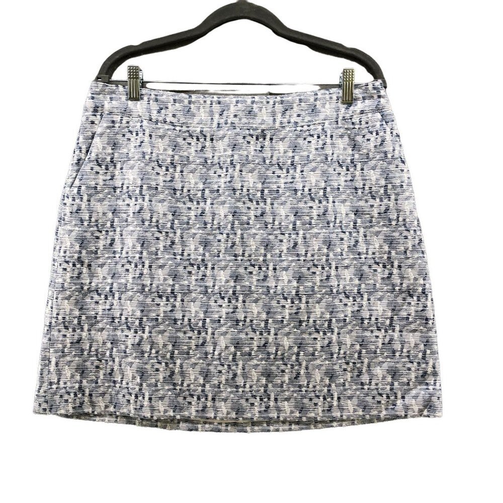 NWT LOFT Tweed Skirt Size 12 Blue Straight Mini Textured Career Formal Workwear
